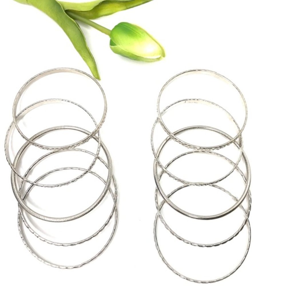10pc Beautiful Silver Patterned Bangles Bracelet - image 3